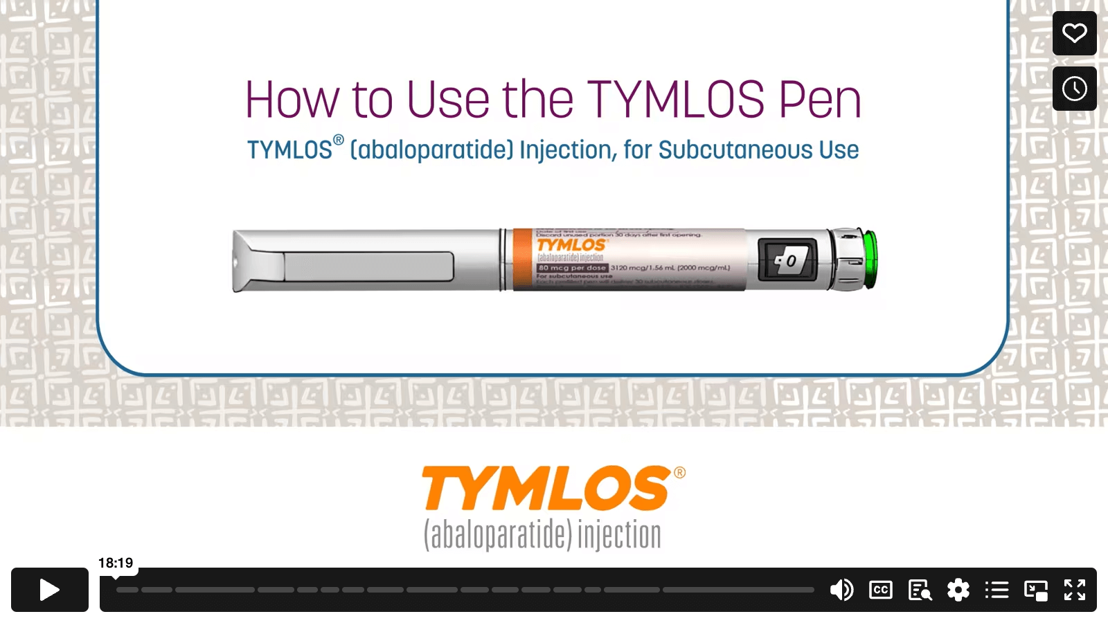 How to administer TYMLOS